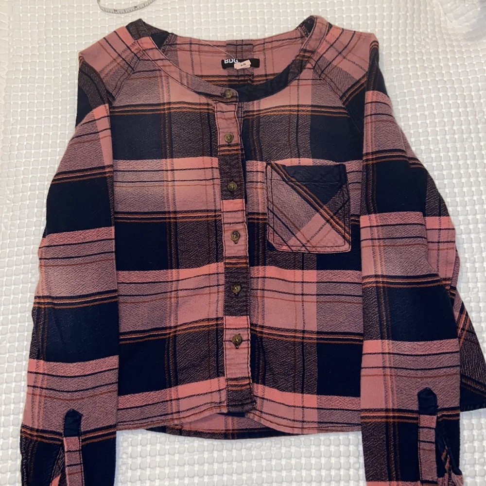 Urban Outfitters BDG Plaid button down crop top